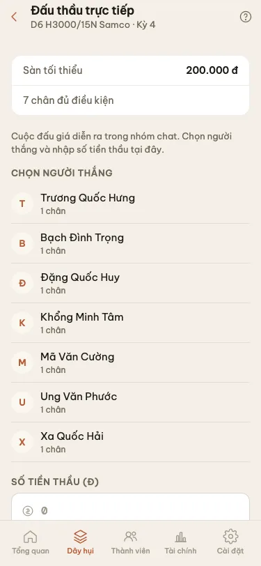 Danh sách các khoản cần thu trong ngày