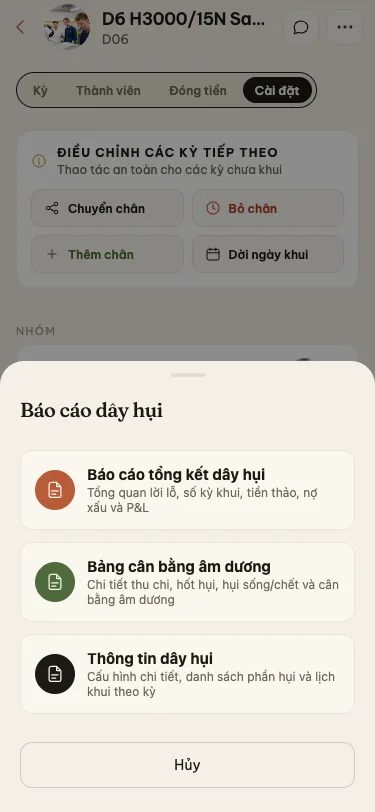 Reports Modal Dialog